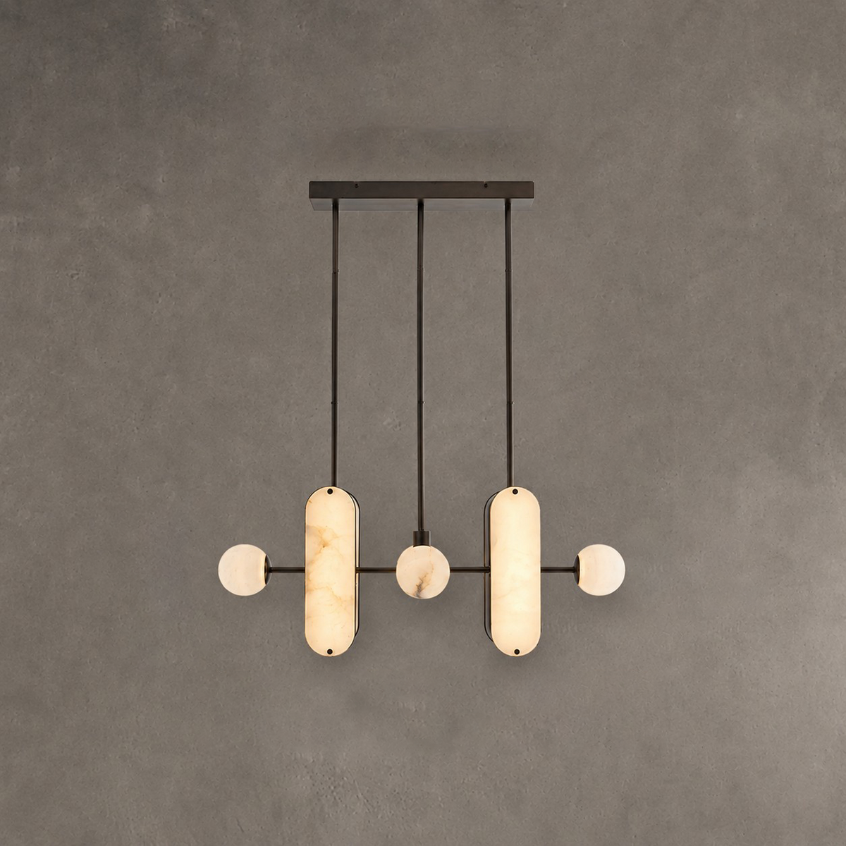 8-Light LED Linear Pendant Lighting in White Alabaster
