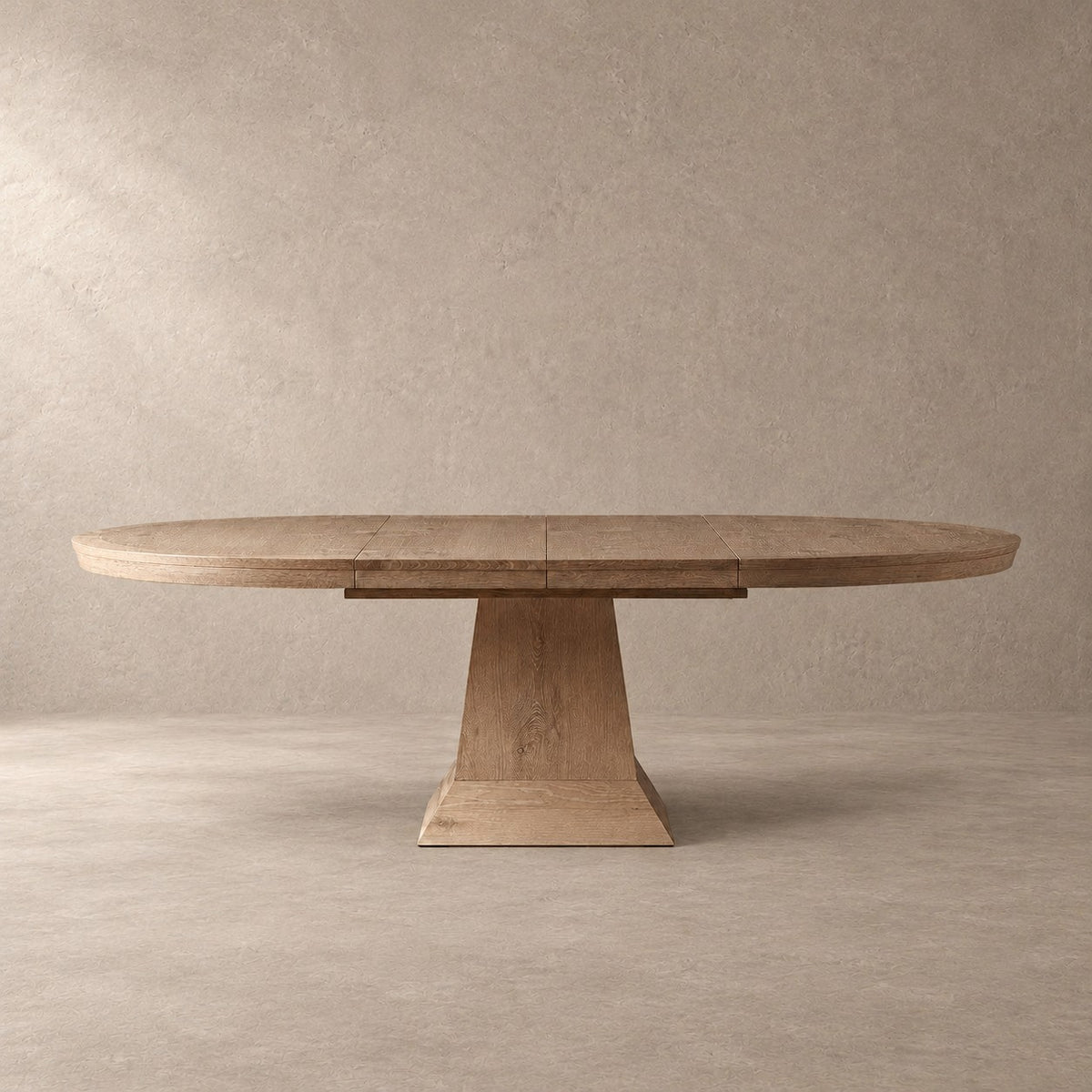 Expandable Round Oak Dining Table with Leaves