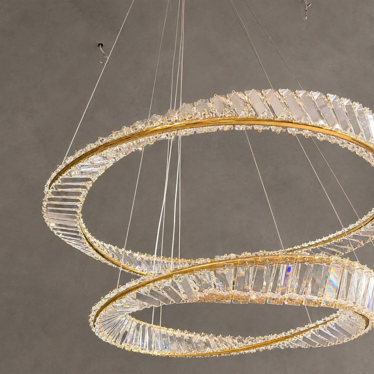 1/2/3-Ring Crystal Chandelier for Luxury Living/ Dining Room/Bedroom