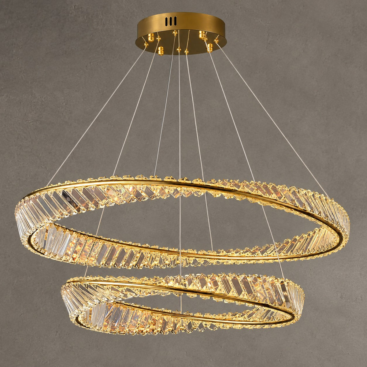 1/2/3-Ring Crystal Chandelier for Luxury Living/ Dining Room/Bedroom