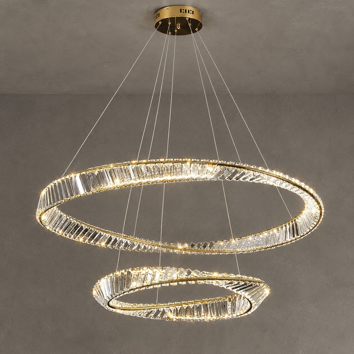 1/2/3-Ring Crystal Chandelier for Luxury Living/ Dining Room/Bedroom