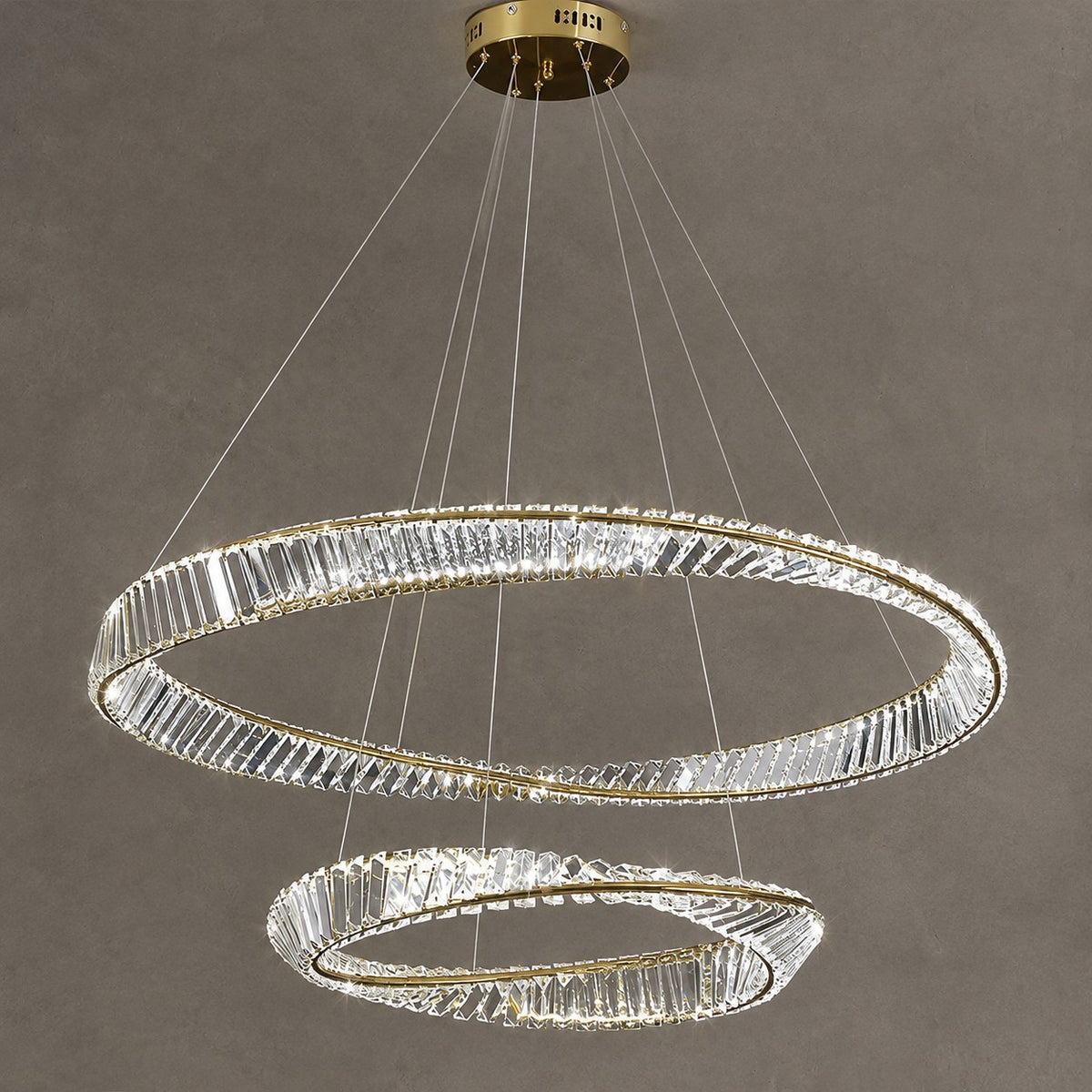 1/2/3-Ring Crystal Chandelier for Luxury Living/ Dining Room/Bedroom