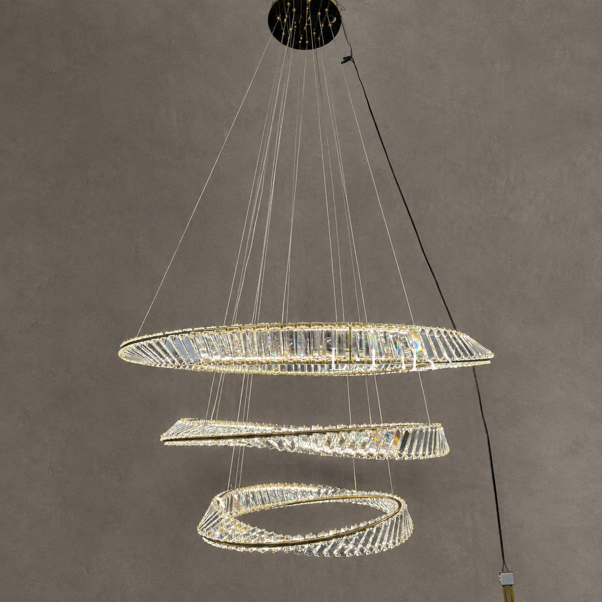1/2/3-Ring Crystal Chandelier for Luxury Living/ Dining Room/Bedroom