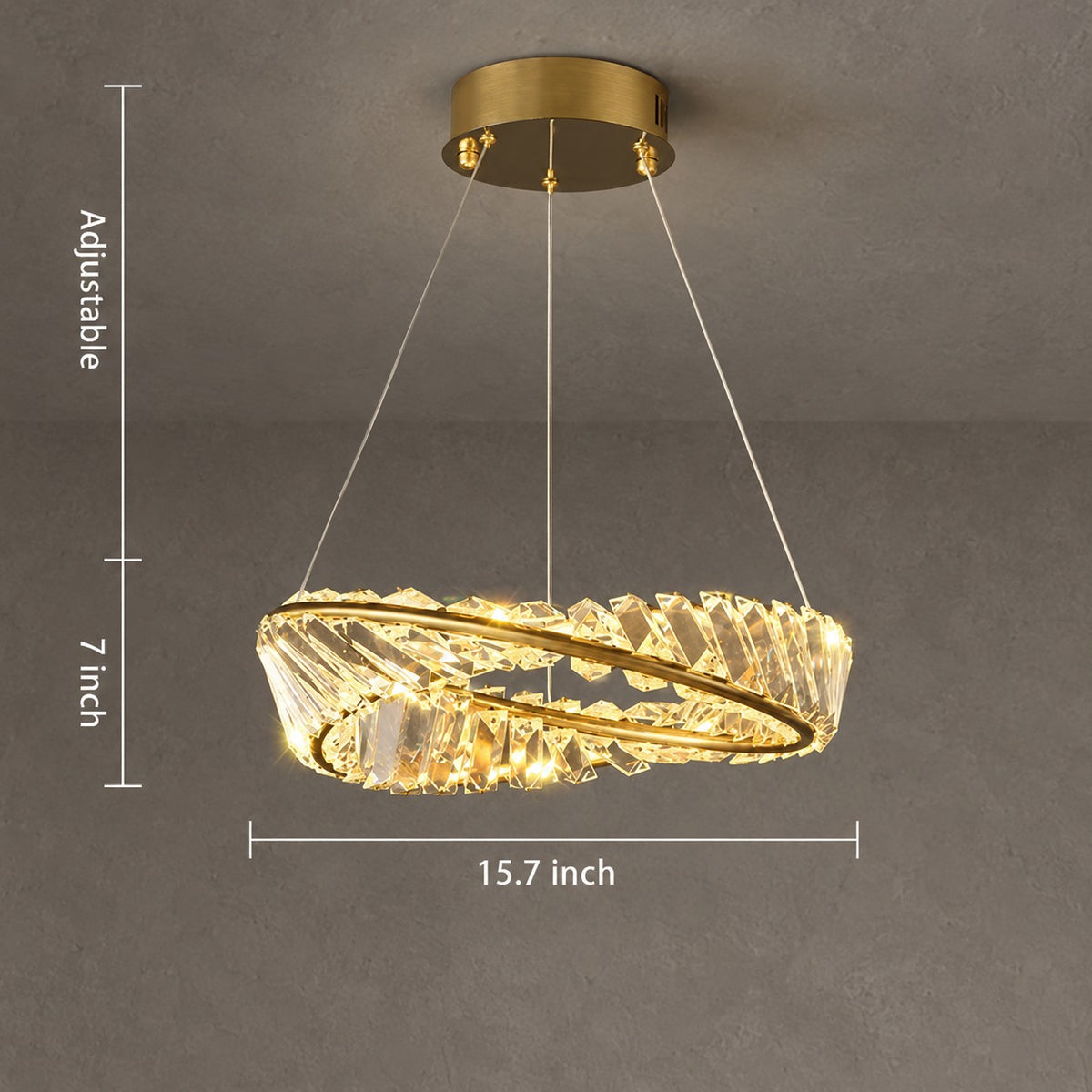 1/2/3-Ring Crystal Chandelier for Luxury Living/ Dining Room/Bedroom
