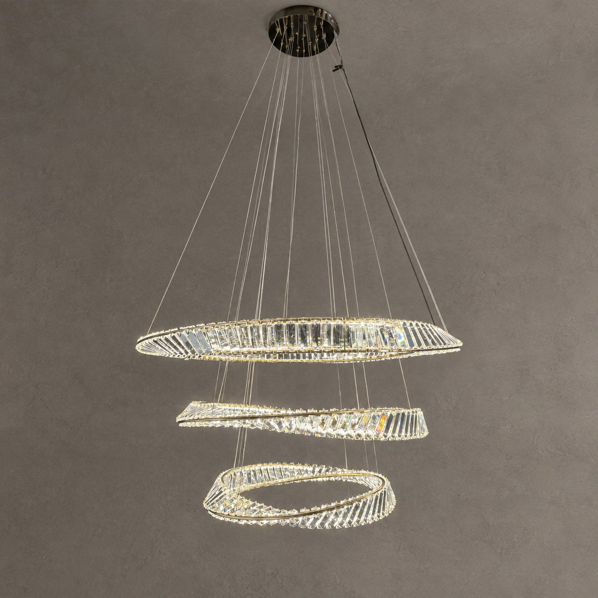 1/2/3-Ring Crystal Chandelier for Luxury Living/ Dining Room/Bedroom