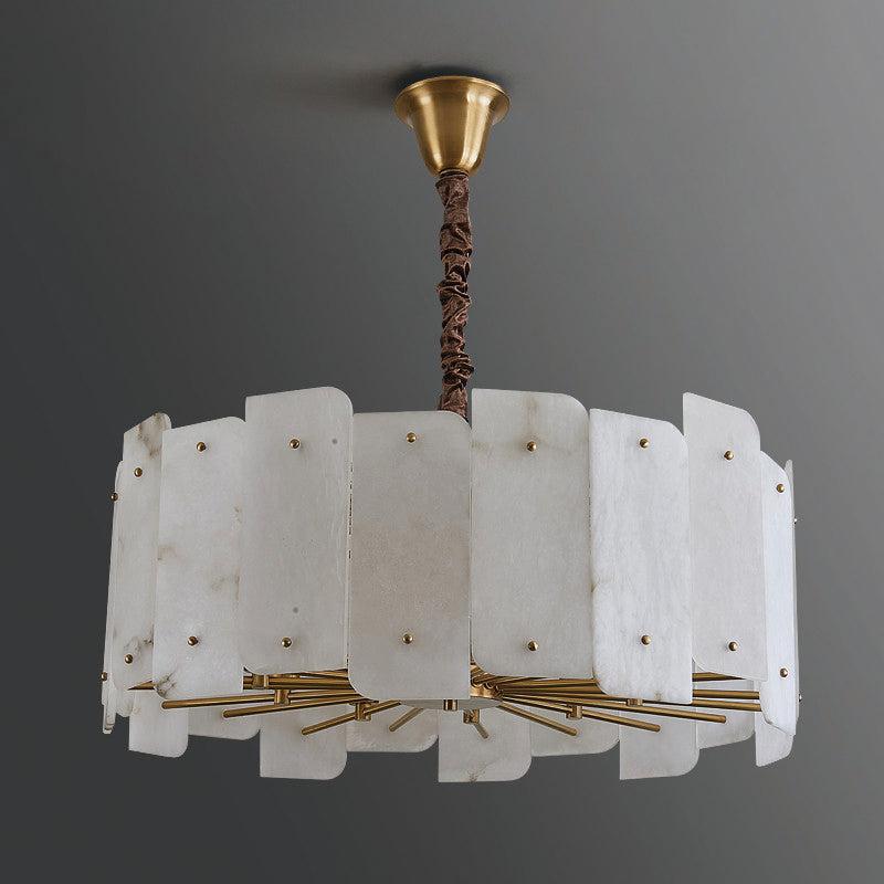 Elegant Marble Alabaster Round Chandelier with 5 or 10 Lights