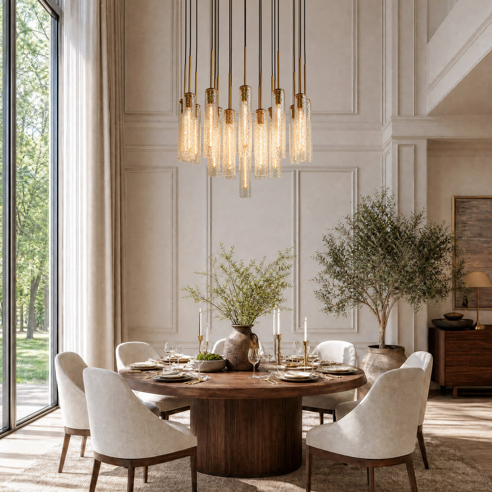 Colleena Fluted Glass Round Chandelier