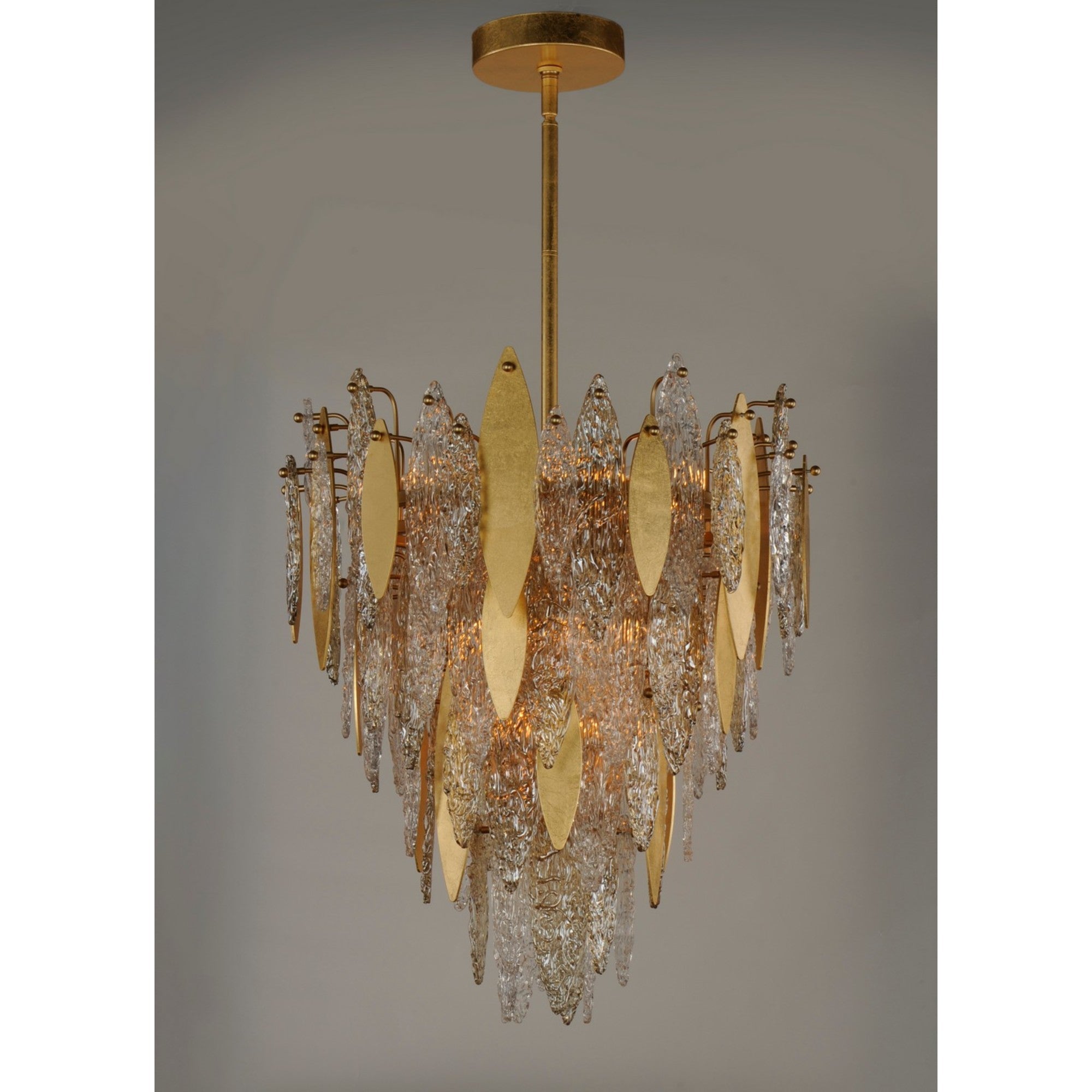 Majestic Gold Leaf 12-Light LED Chandelier, 24 Inch, Modern Lighting