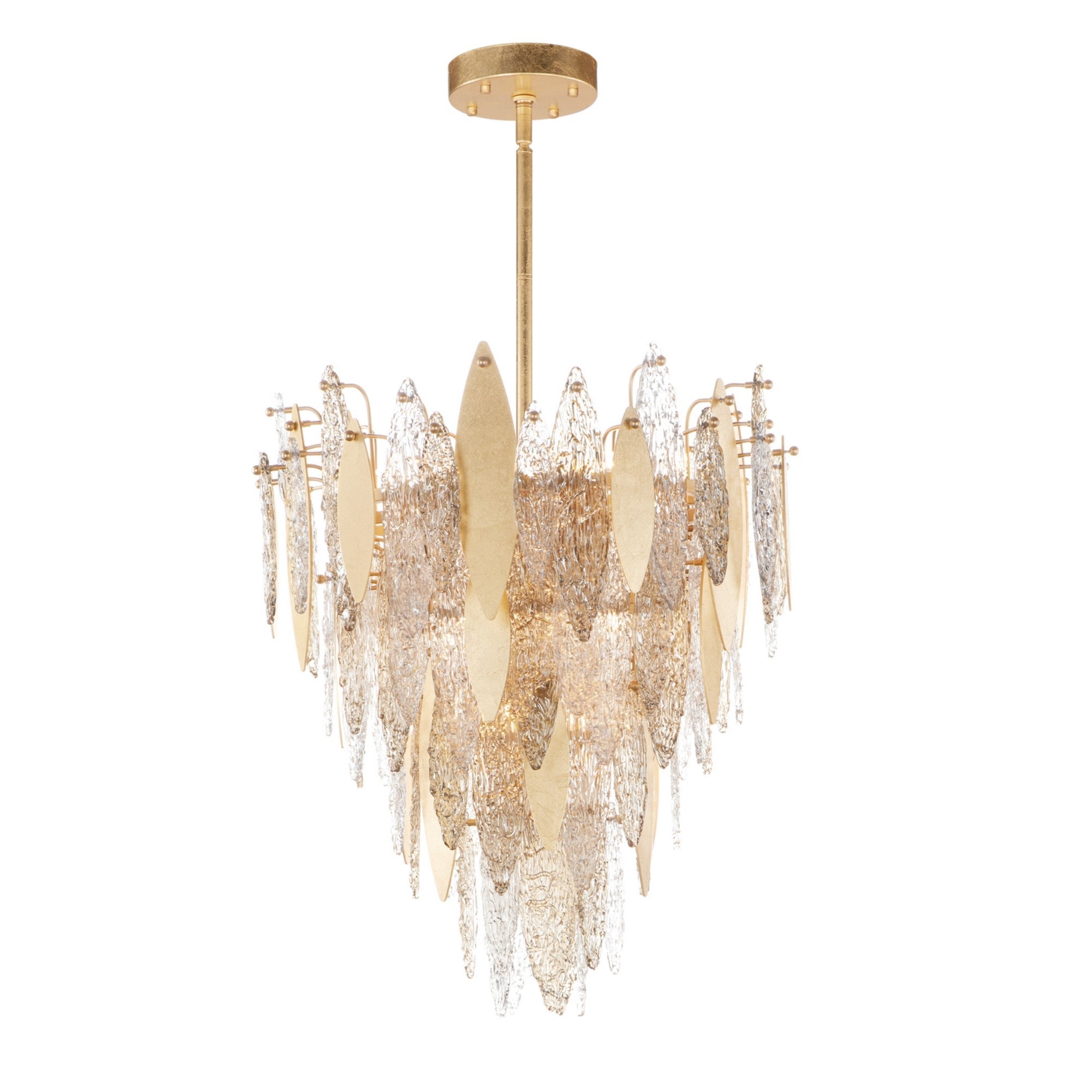 Majestic Gold Leaf 12-Light LED Chandelier, 24 Inch, Modern Lighting