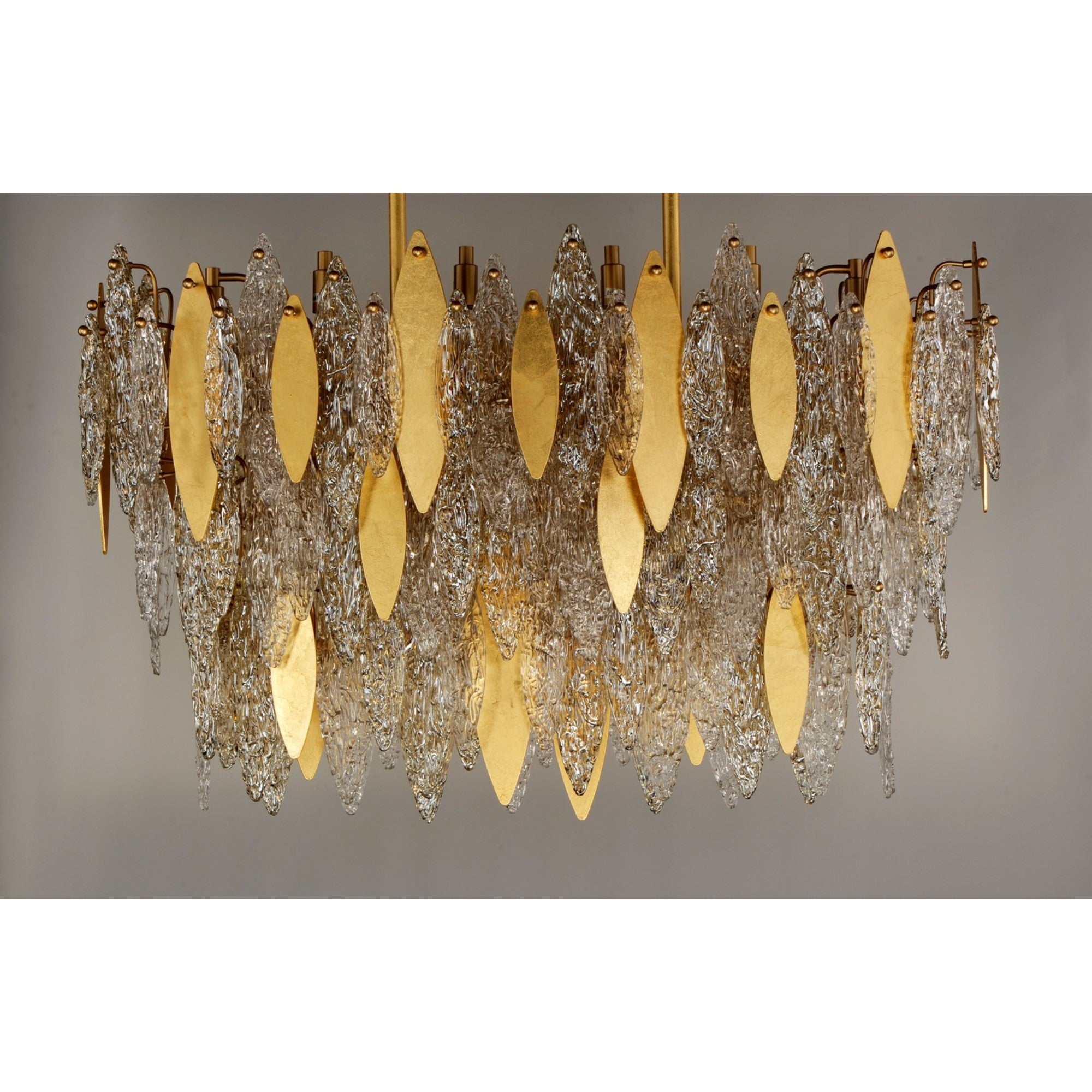 Majestic Gold Leaf Linear Chandelier - 18 Lights, 40 Inch