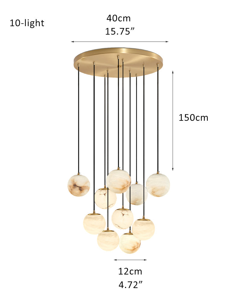 Small Alabaster Cluster Globes Ceiling Pendant Light For High Ceiling