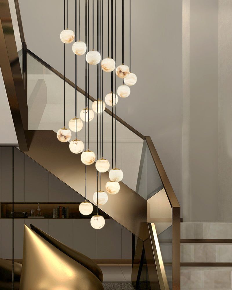 Small Alabaster Cluster Globes Ceiling Pendant Light For High Ceiling
