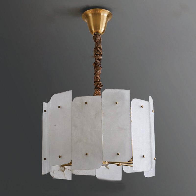 Elegant Marble Alabaster Round Chandelier with 5 or 10 Lights