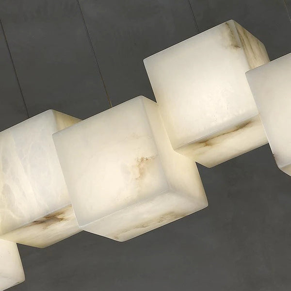 Vasilia Alabaster Cubic Pendant For Dining Table, Kitchen Island Pendant
