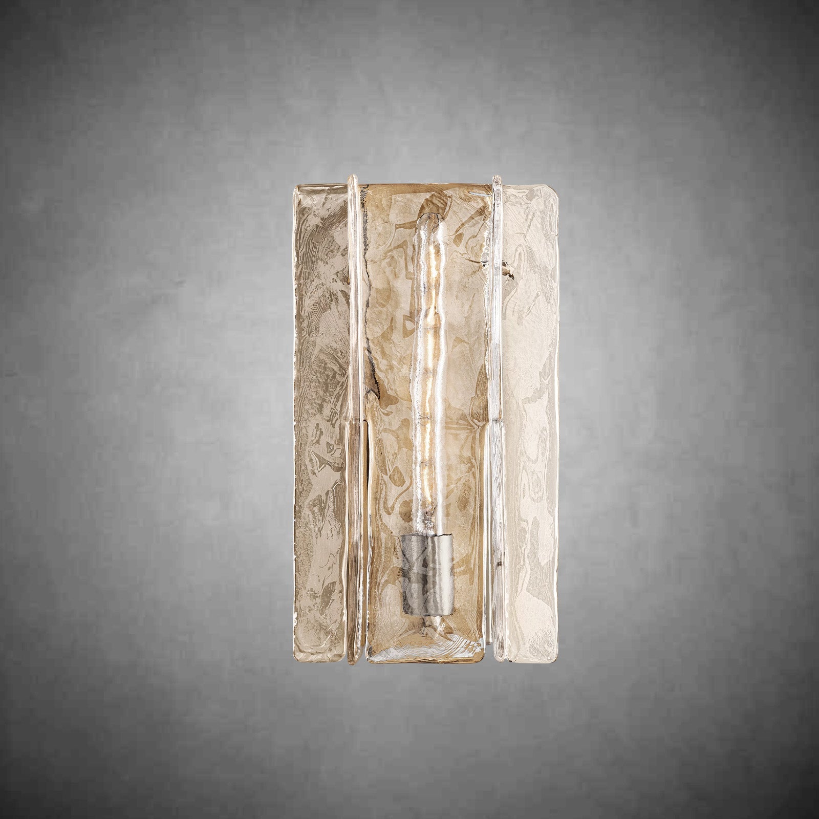 Mid-Century Lattic Glass Wall Sconce with Satin Nickel Finish