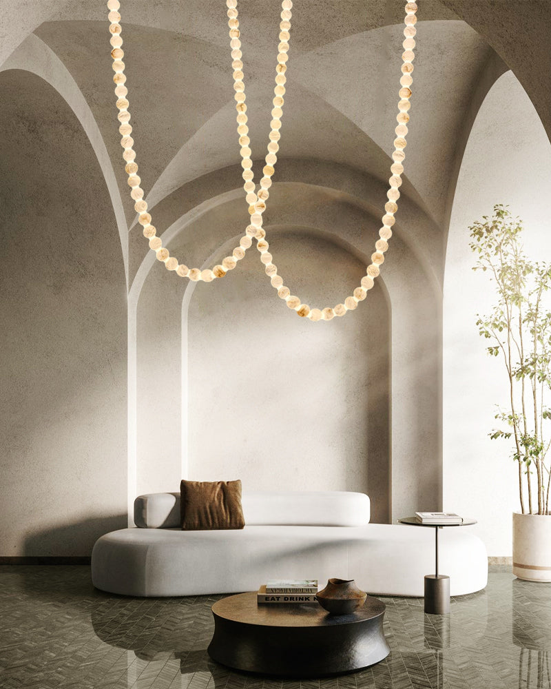Cascading Alabaster Globe Chandelier