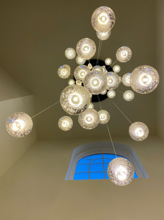 Oversized Nordic Art Round Air Bubbles Chandelier for Staircases