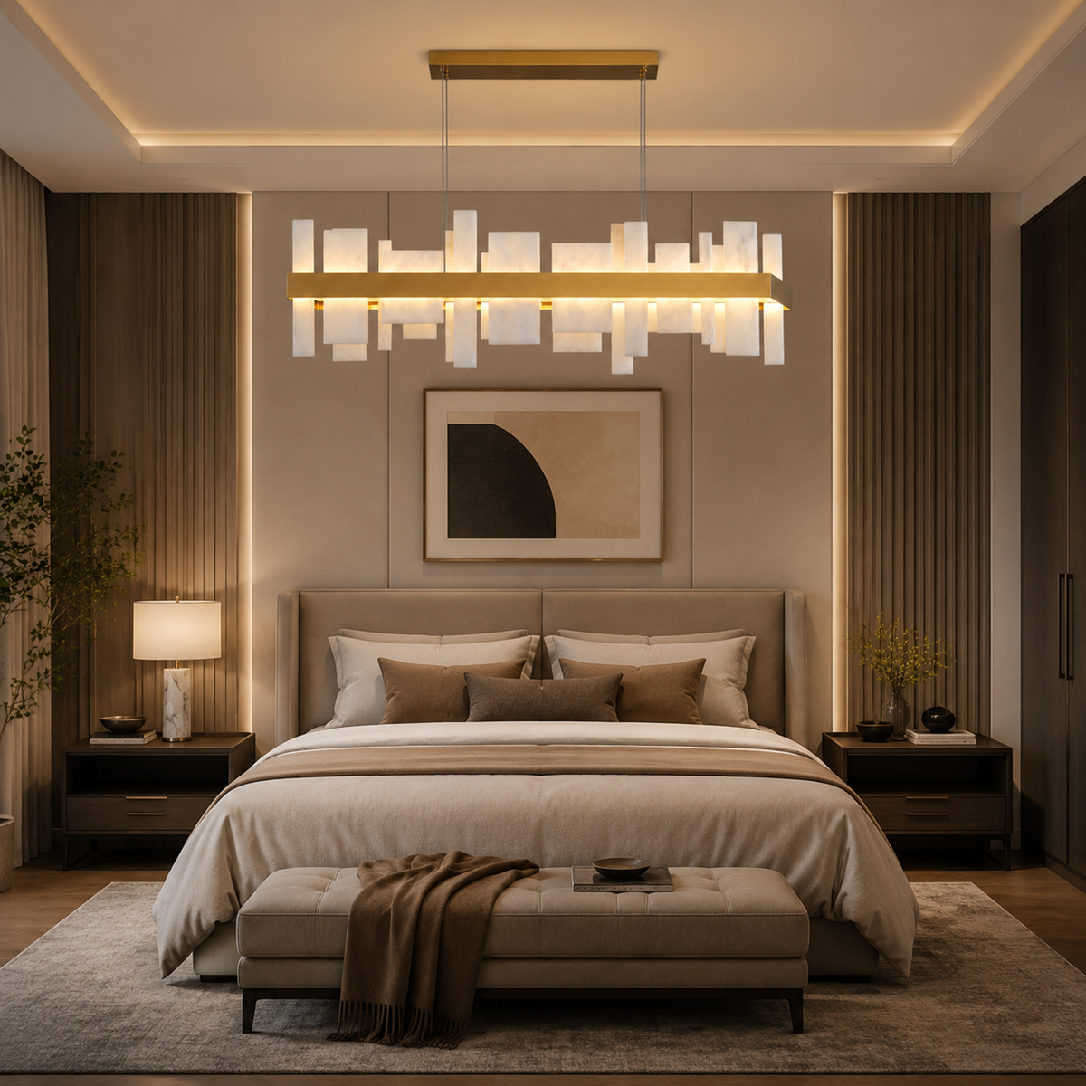 Linear Alabaster Dining Chandelier
