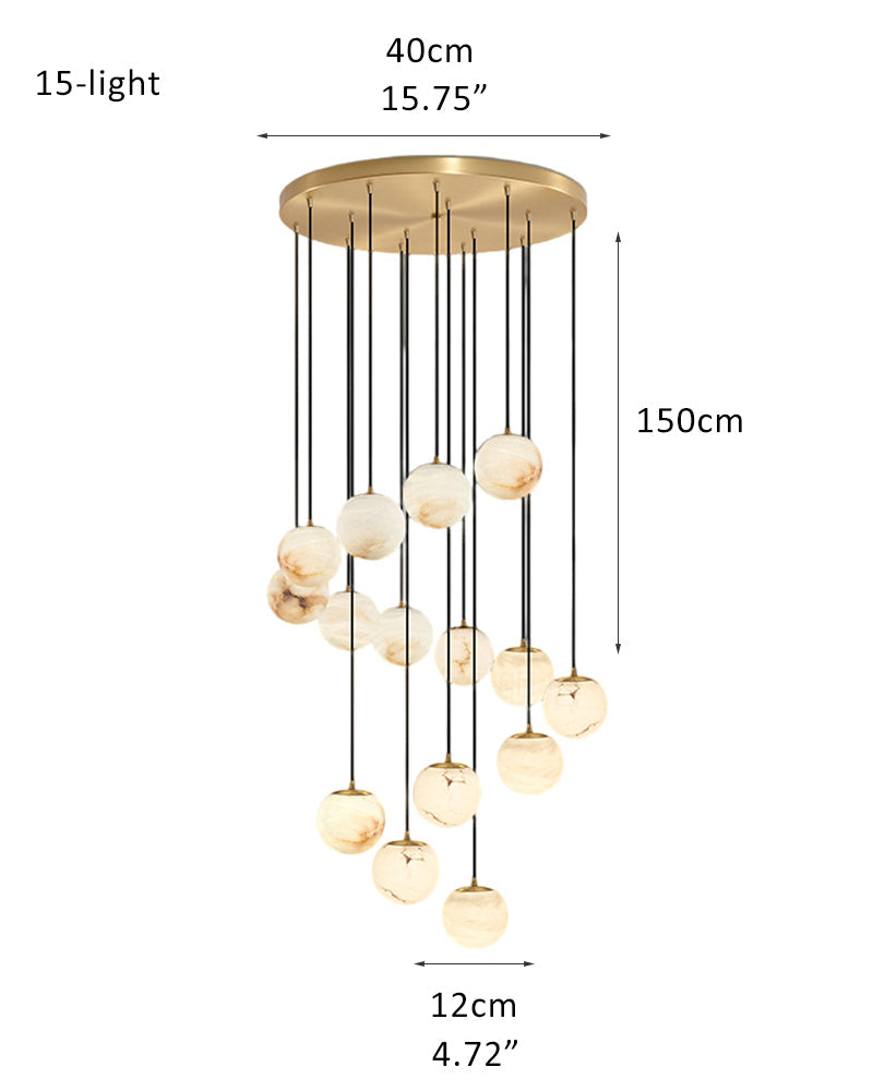 Small Alabaster Cluster Globes Ceiling Pendant Light For High Ceiling