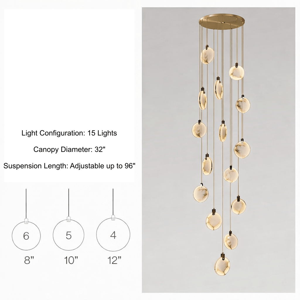 buyMoonshade Marble Disc Chandelier - Morsale