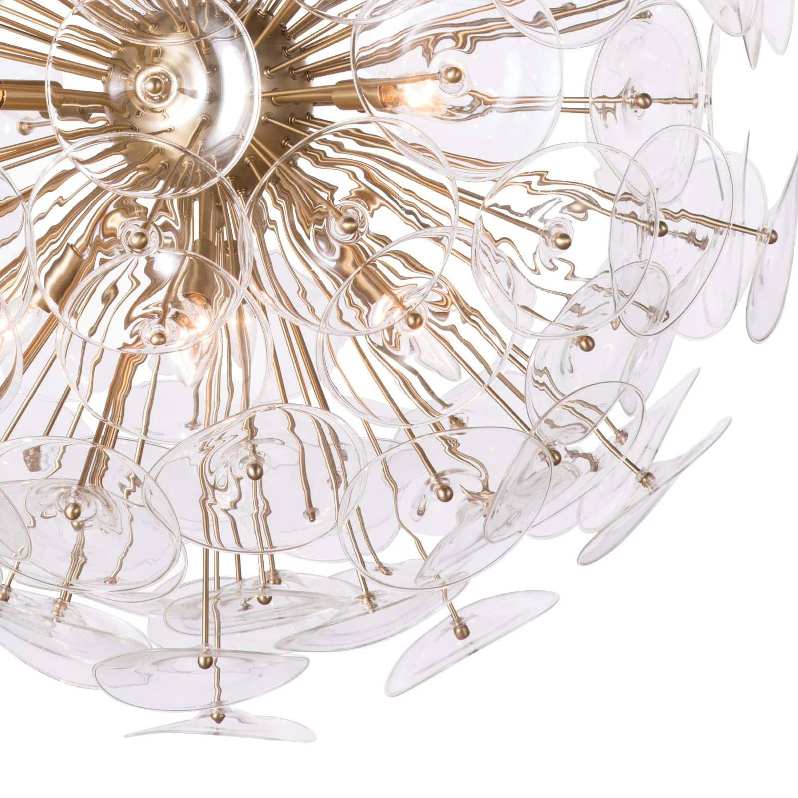 Polara Brass Glass Chandelier Large