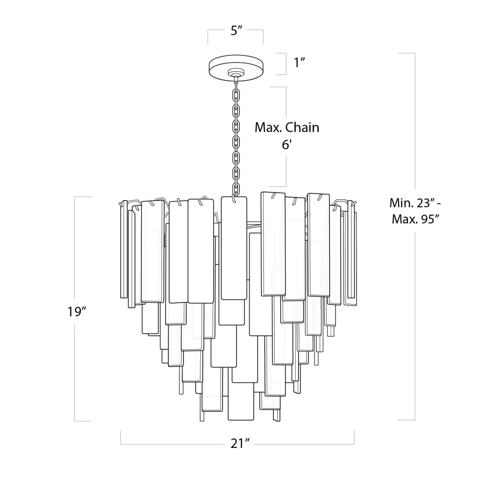 Tidelle Nickel Clear Glass Chandelier Small