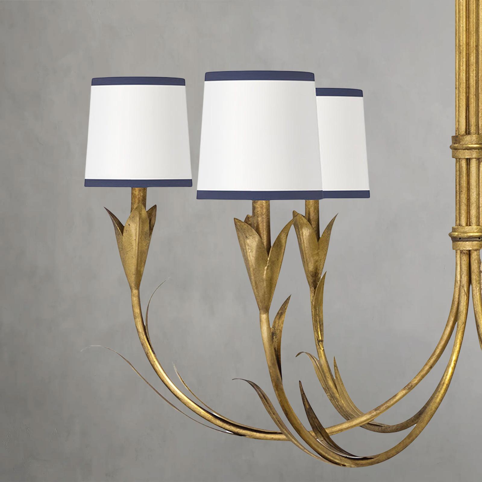 Fontara Dark Blue Reed Chandelier(Antique Gold Leaf)