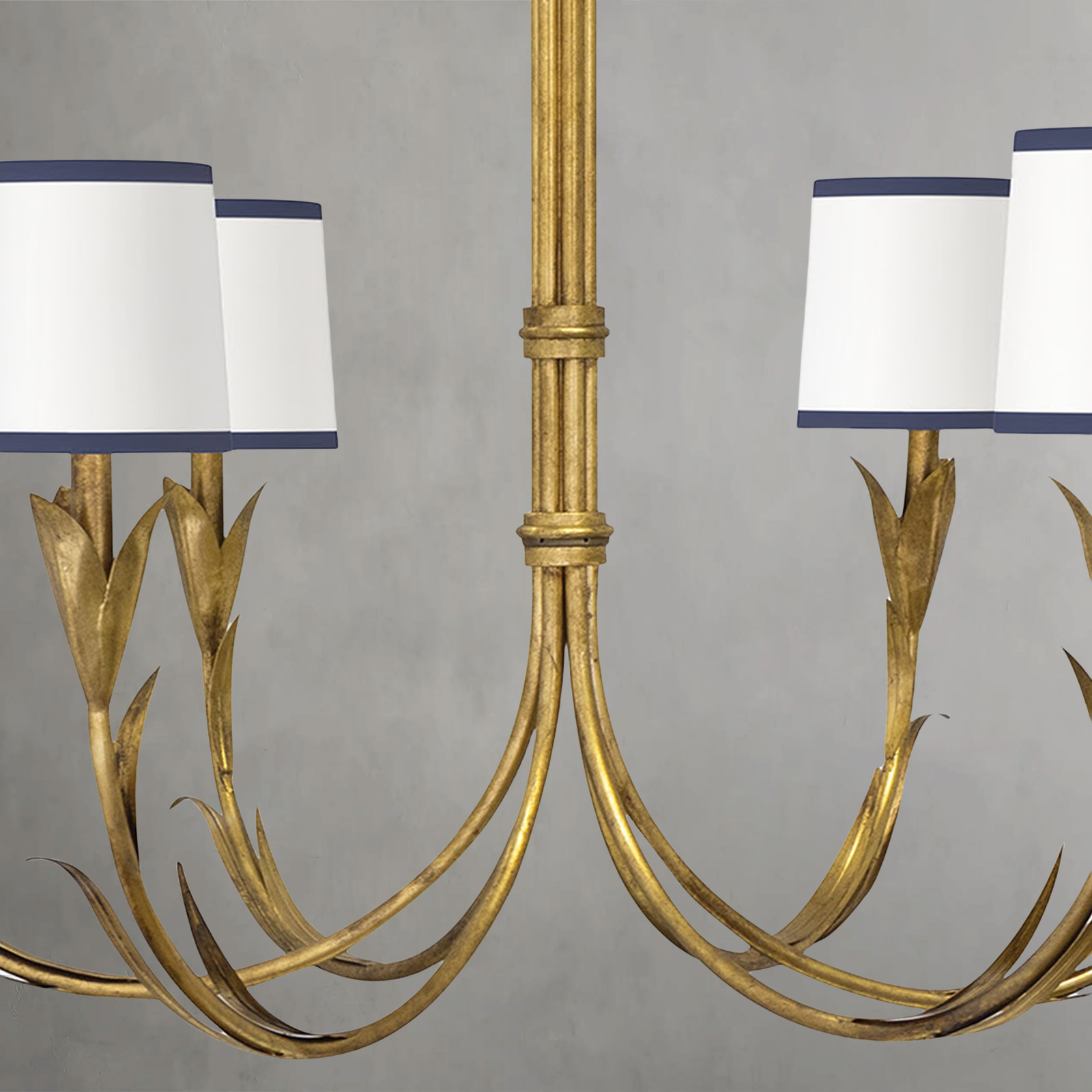 Fontara Dark Blue Reed Chandelier(Antique Gold Leaf)