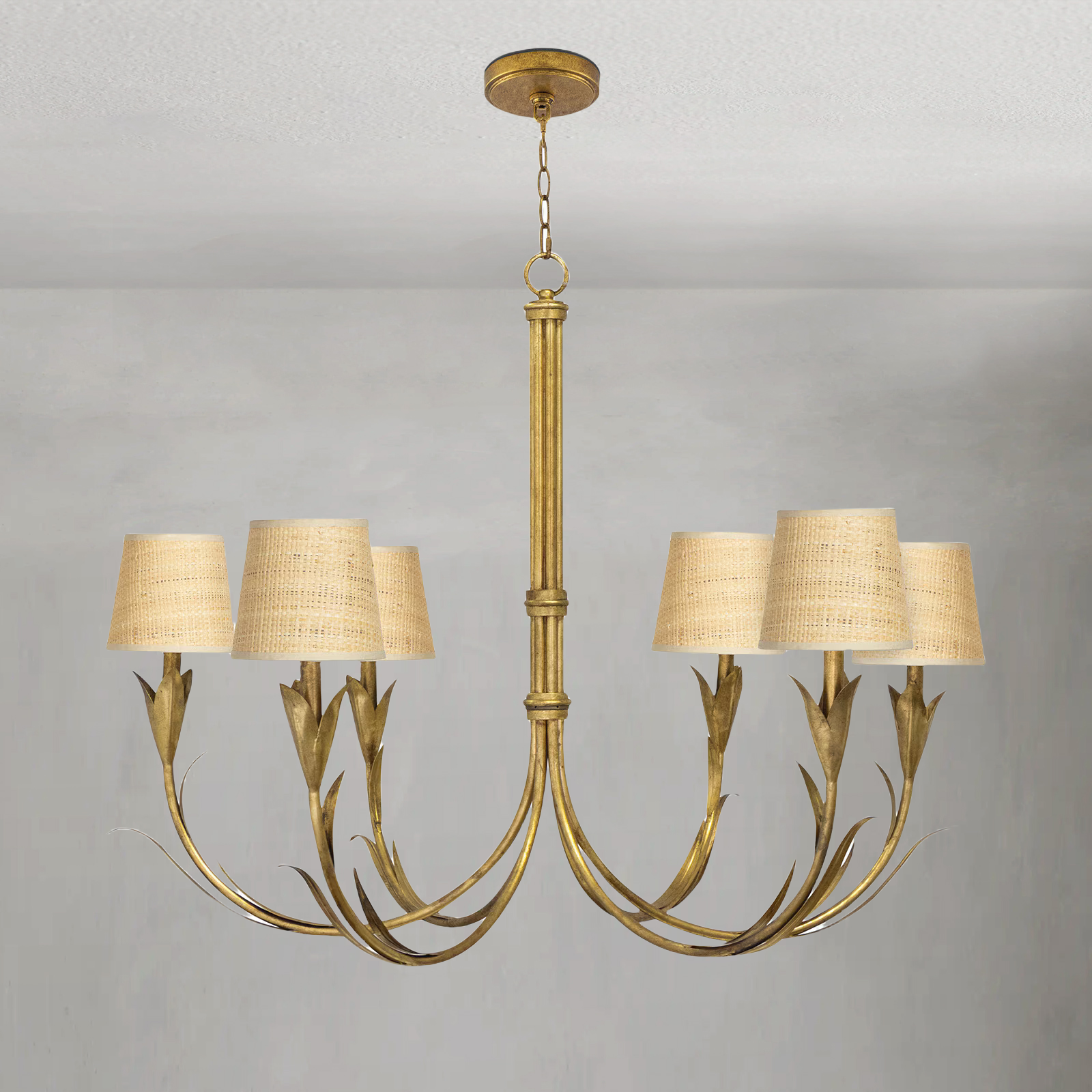 Fontara Rattan Reed Chandelier(Antique Gold Leaf)
