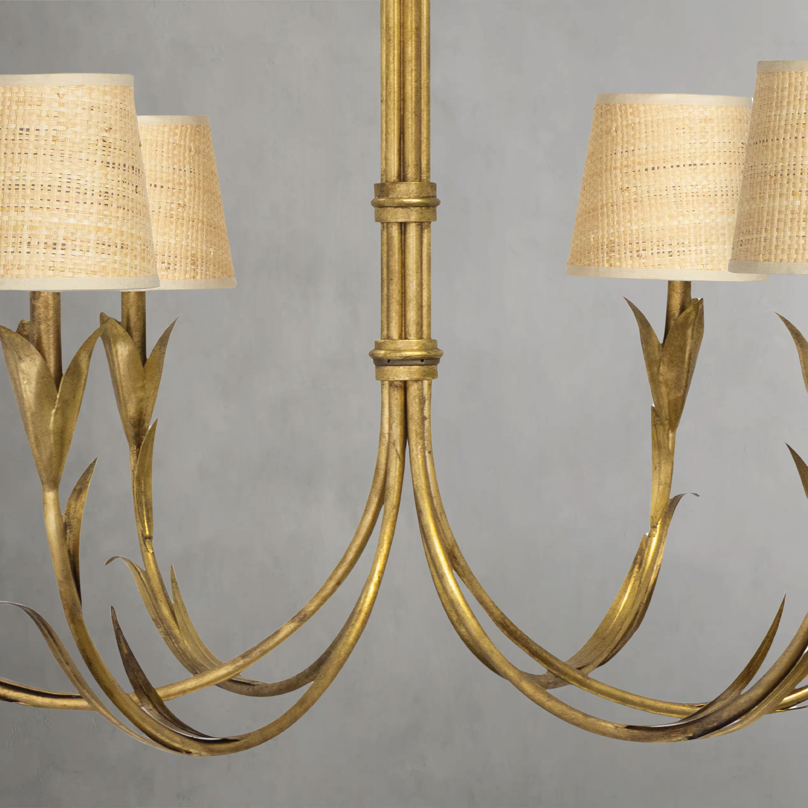 Fontara Rattan Reed Chandelier(Antique Gold Leaf)
