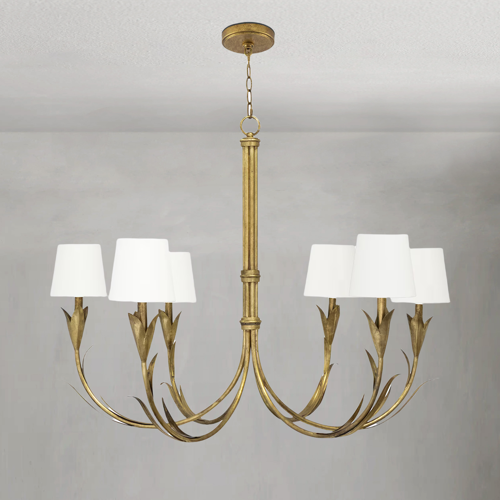Fontara White Reed Chandelier(Antique Gold Leaf )