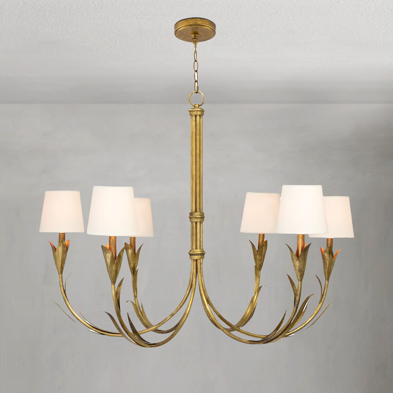 Fontara White Reed Chandelier(Antique Gold Leaf )