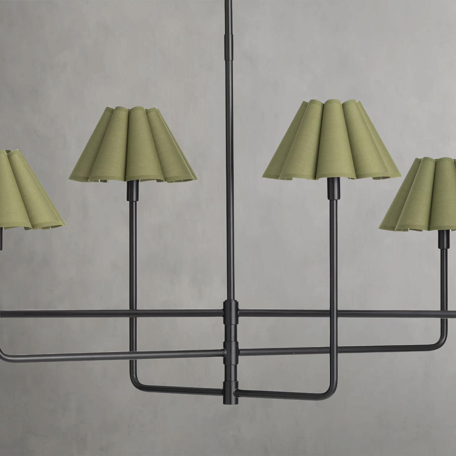 Polara green linen Chandelier(Blackened Brass)
