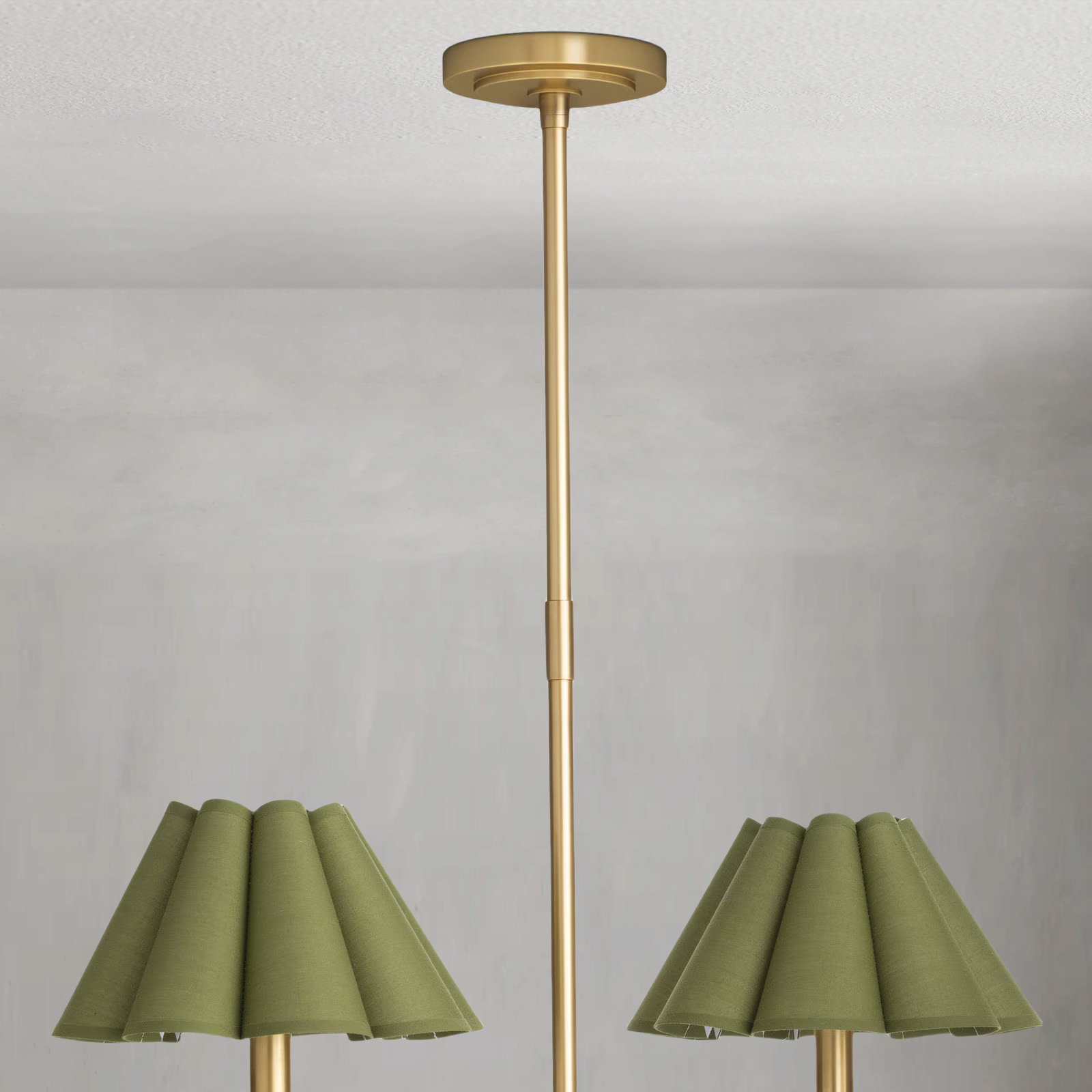 Polara green linen Chandelier(Brass)