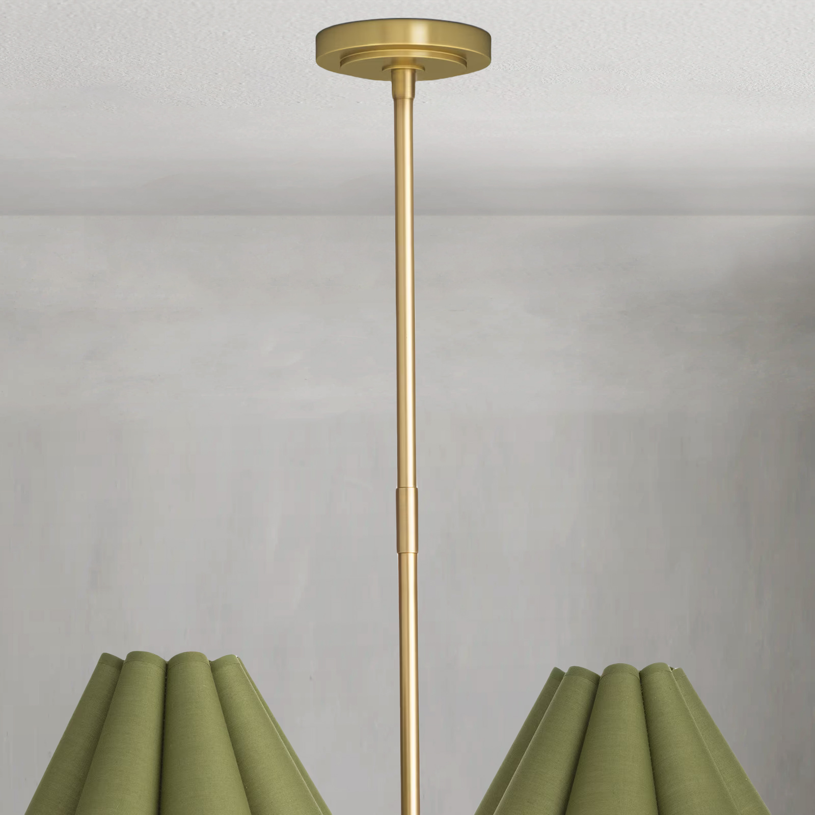 Polara green linen Chandelier(Brass)