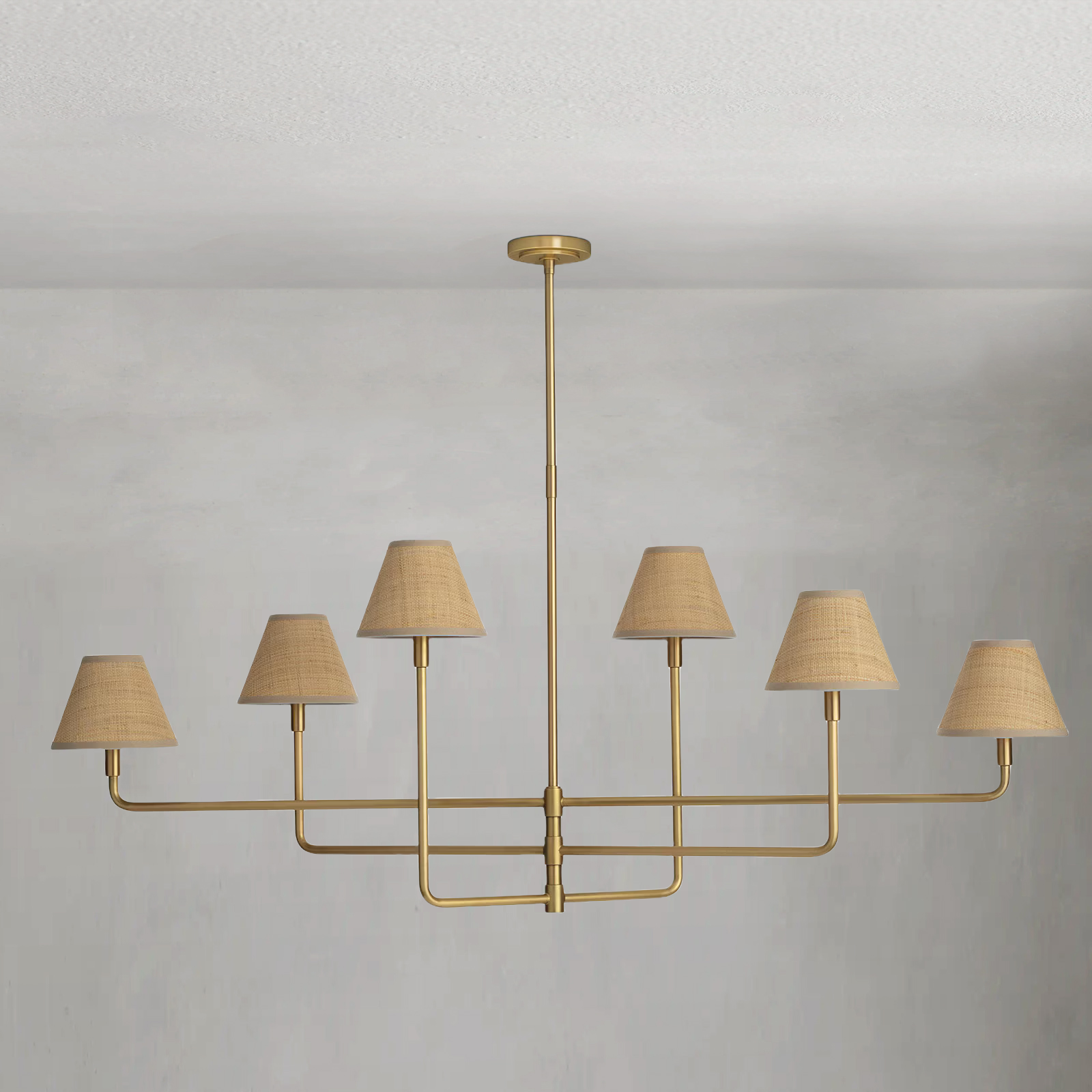 Polara Brass rattan Chandelier