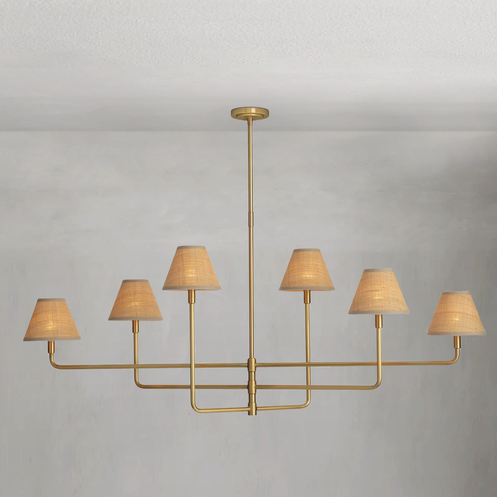Polara Brass rattan Chandelier