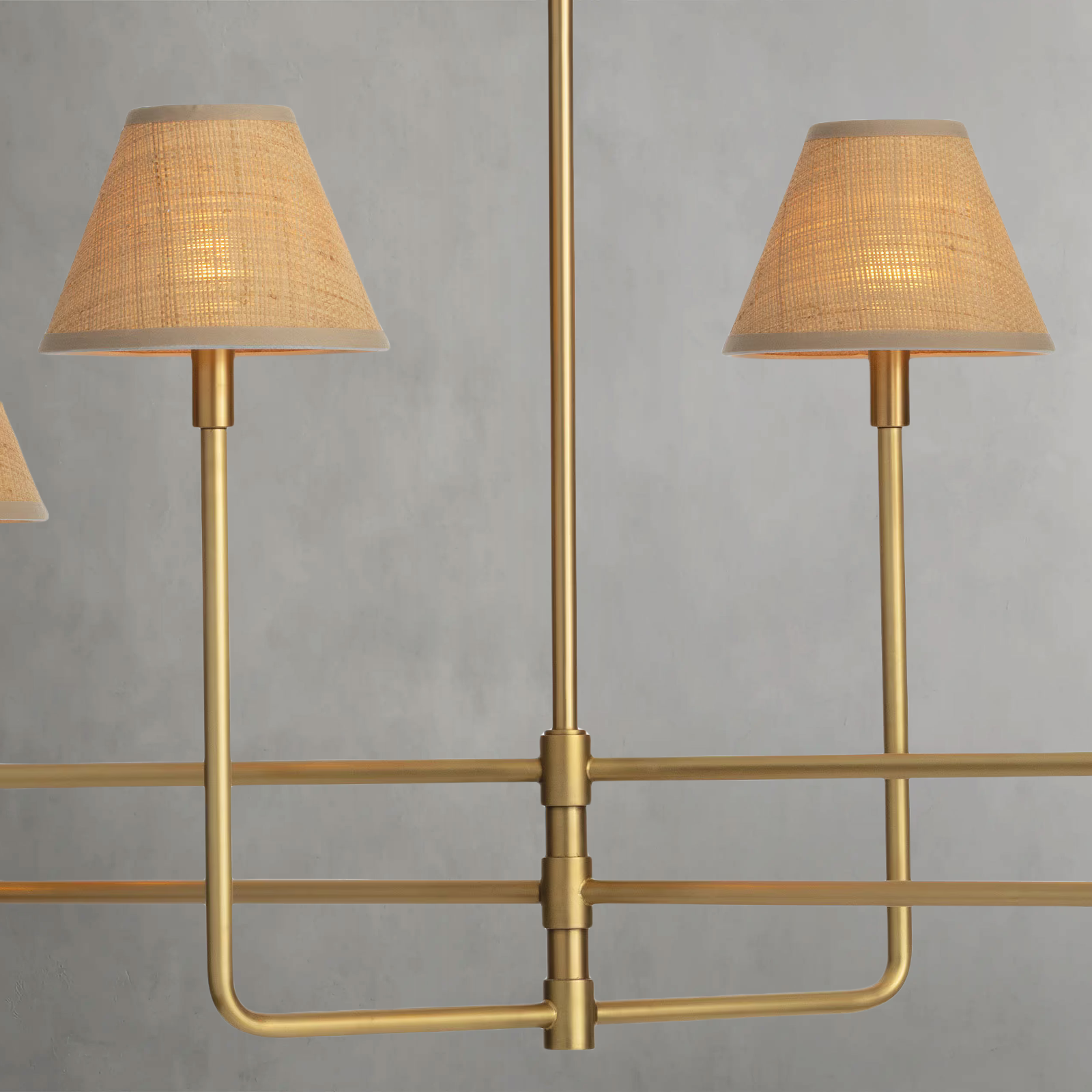 Polara Brass rattan Chandelier