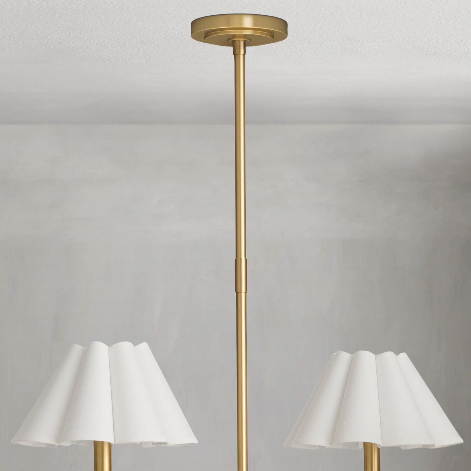 Polara white linen Chandelier(Brass)