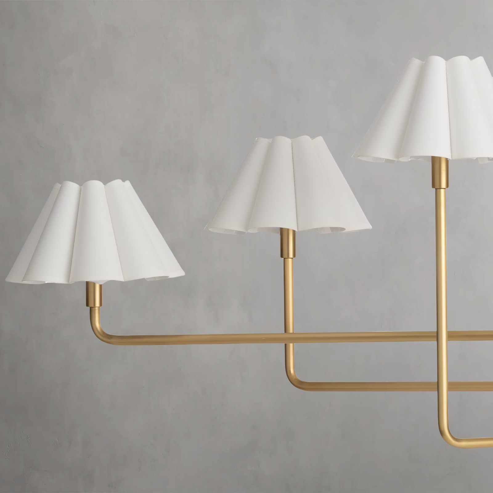 Polara white linen Chandelier(Brass)