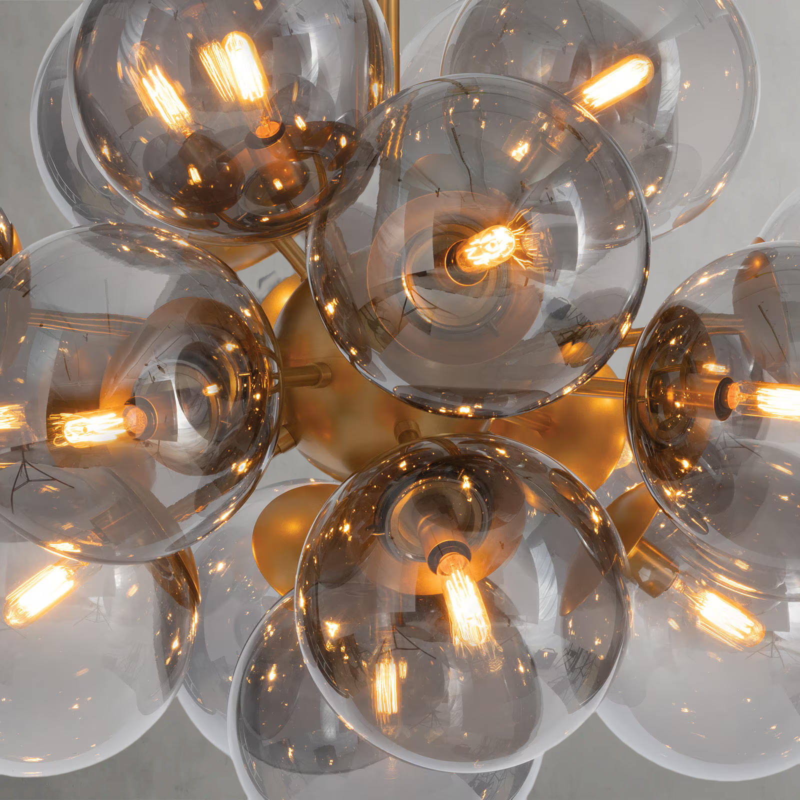 Driftelle Brass Smoked Glass Chandelier