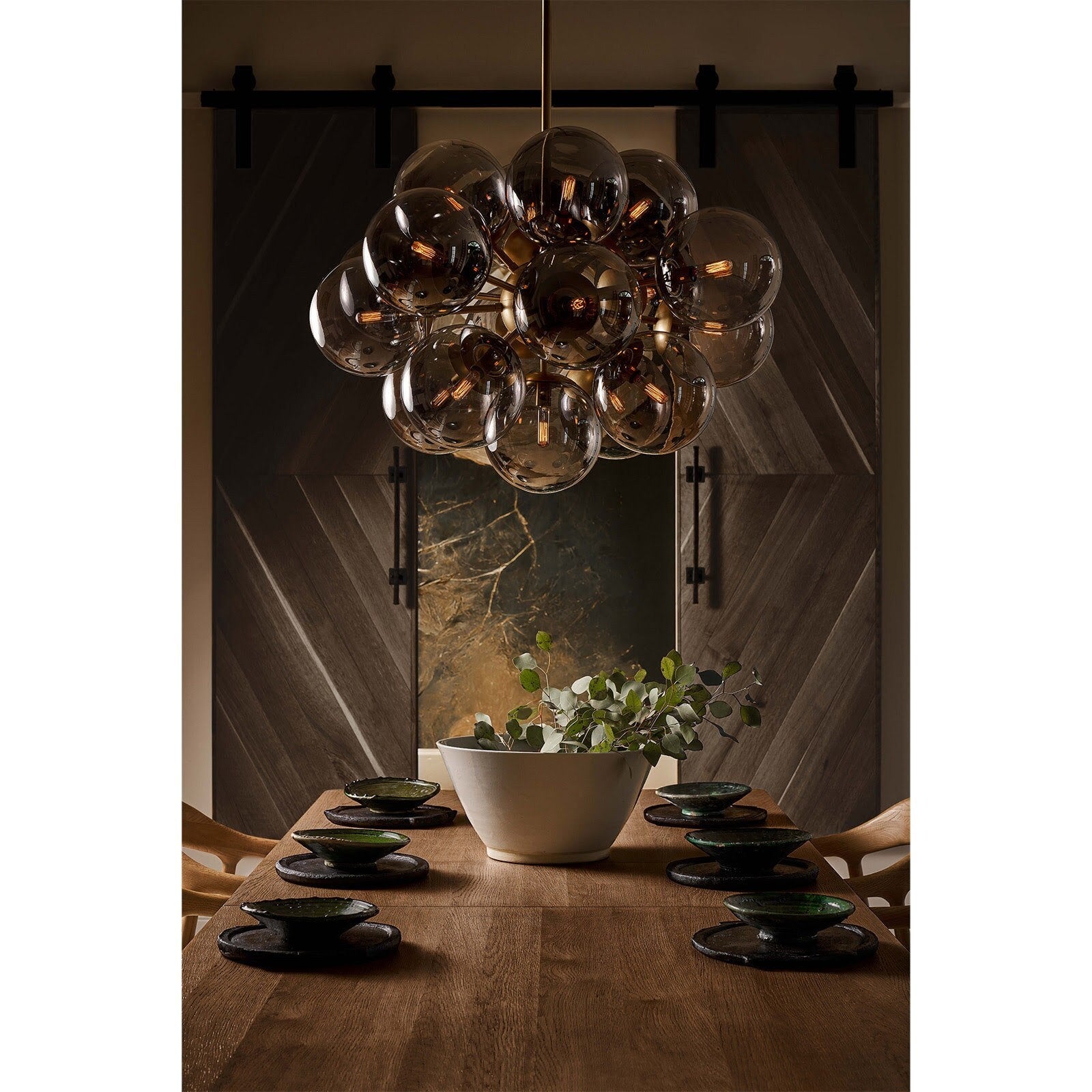 Driftelle Nickel Smoked Glass Chandelier