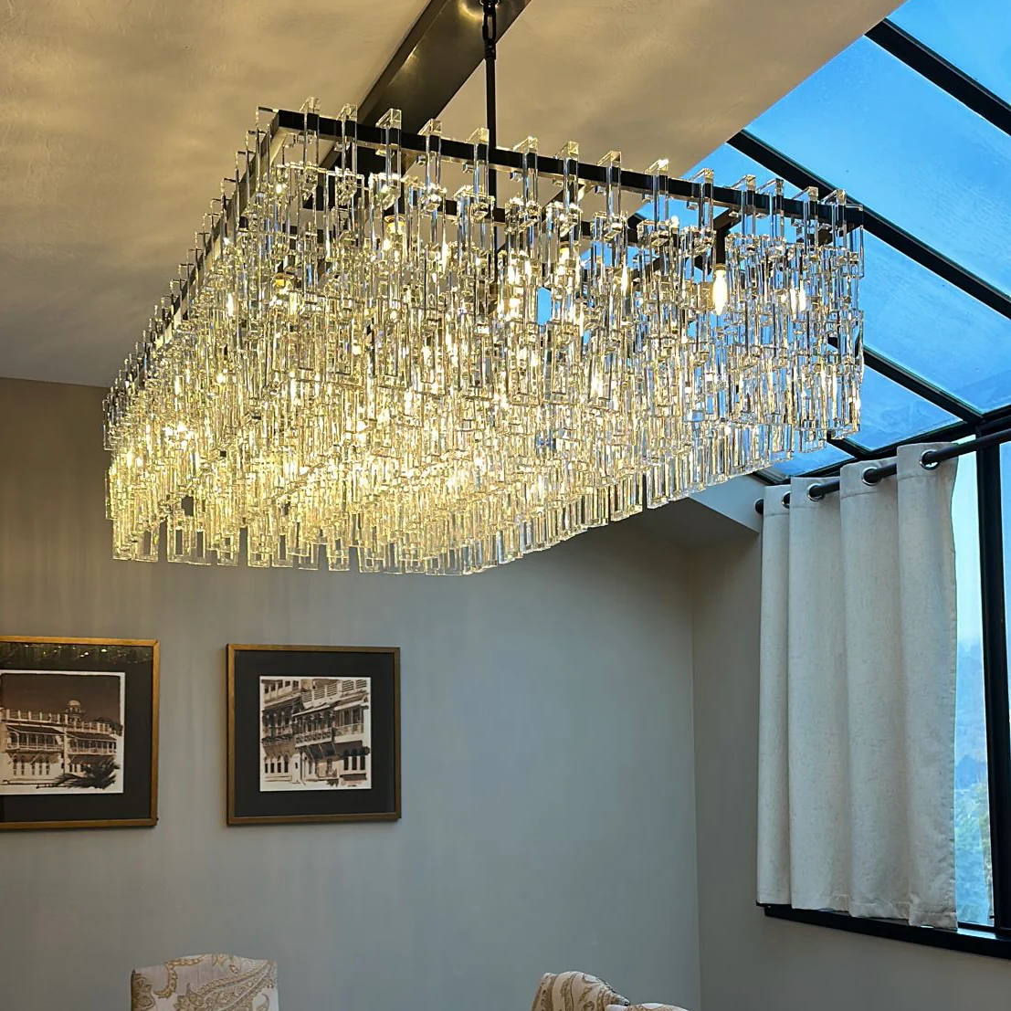 Miravon K9 Crystal Rectangular Chandelier 60"