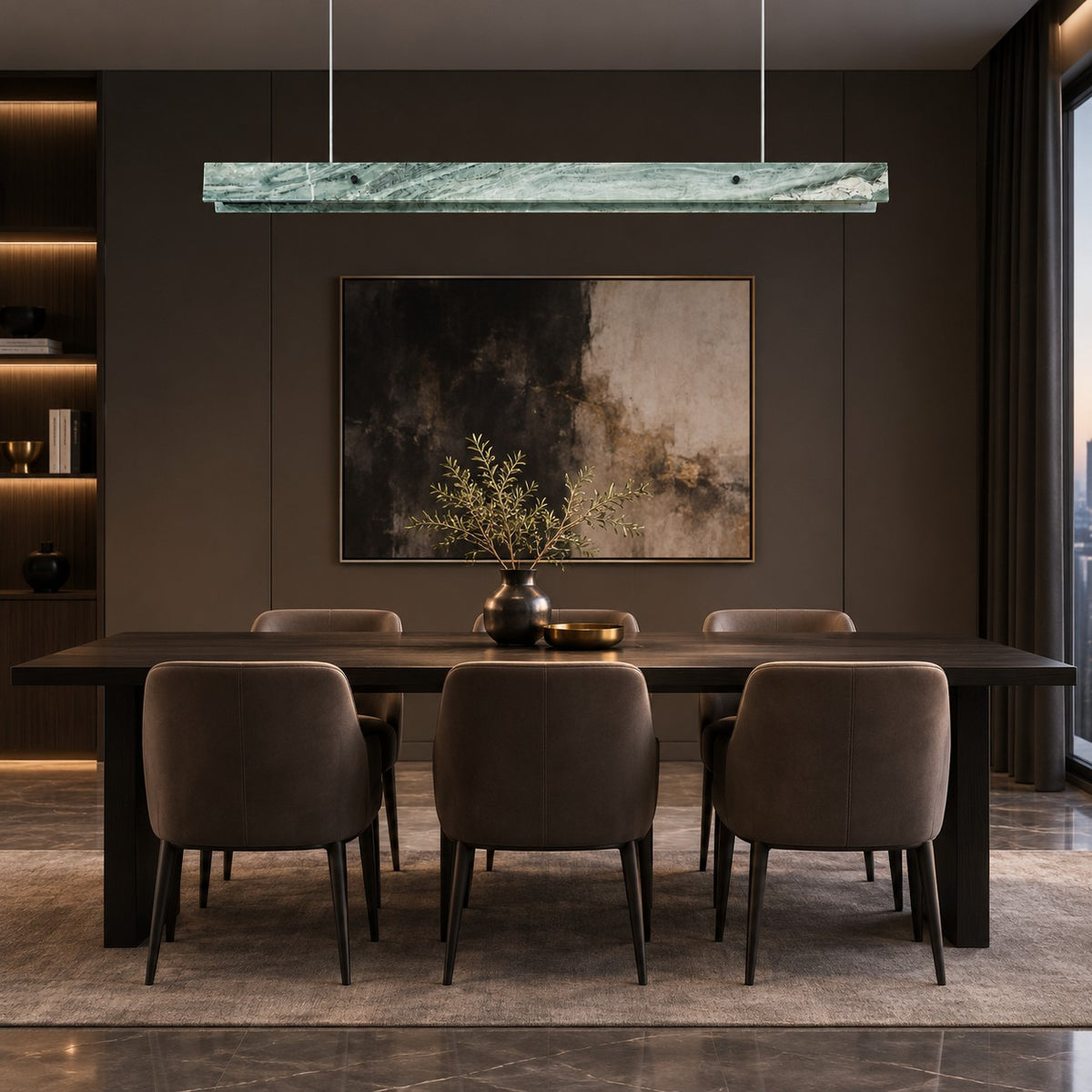 Modern Slim Luxury stone Linear LED Pendant Light