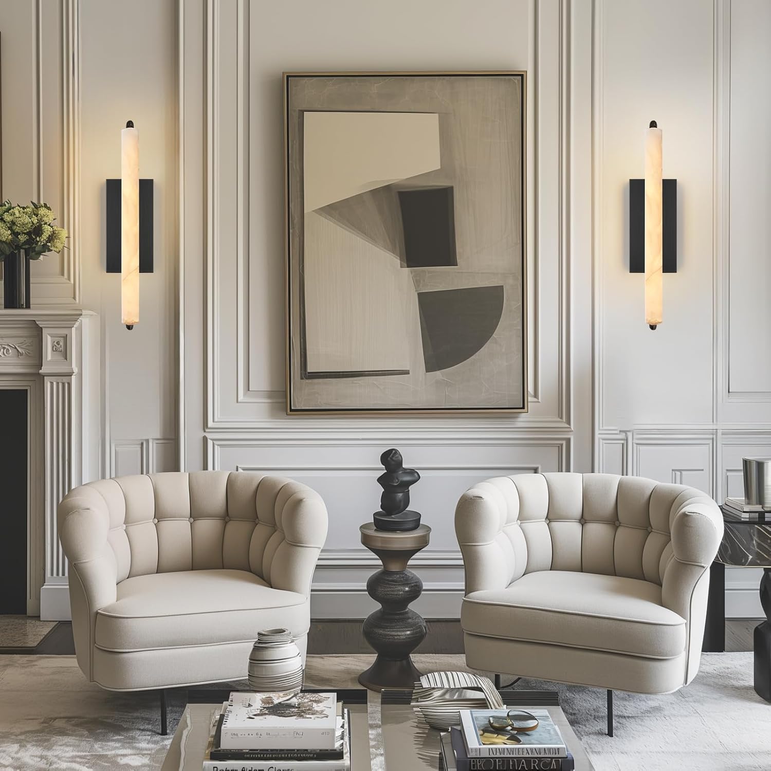 Elegant Alabaster Handcrafted Wall Sconce