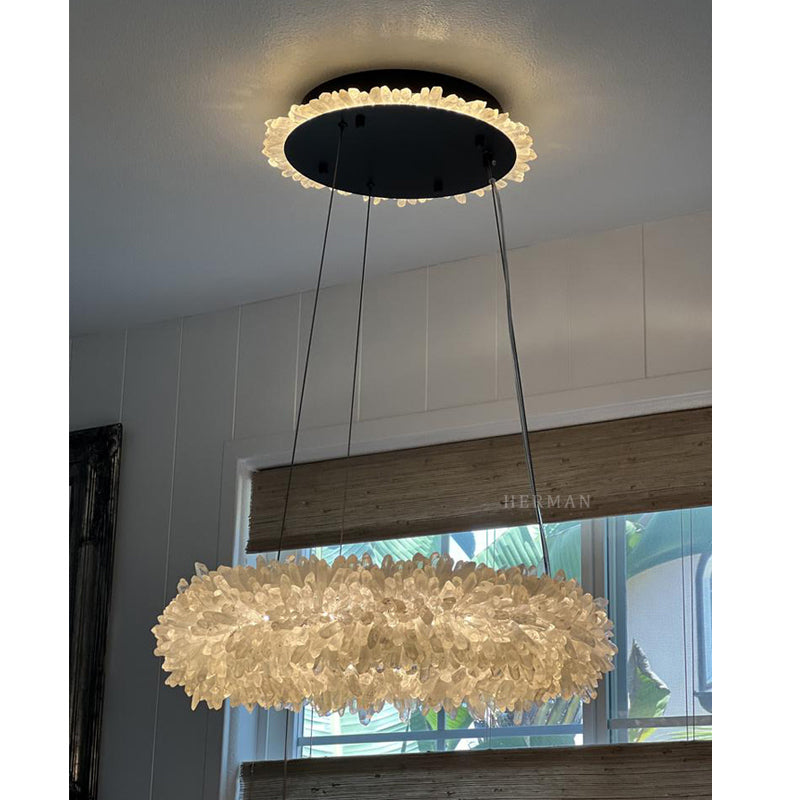 Geode Round Quartz Crystal Chandelier