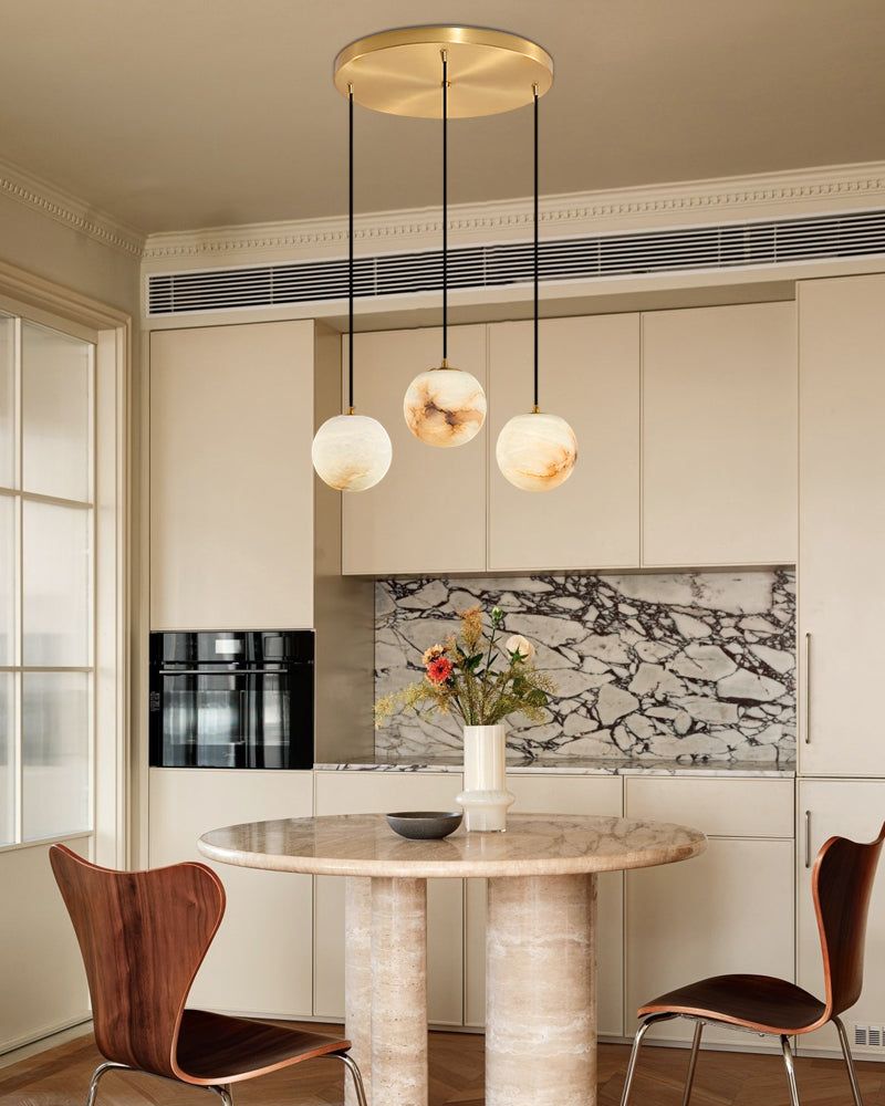 Small Alabaster Cluster Globes Ceiling Pendant Light For High Ceiling