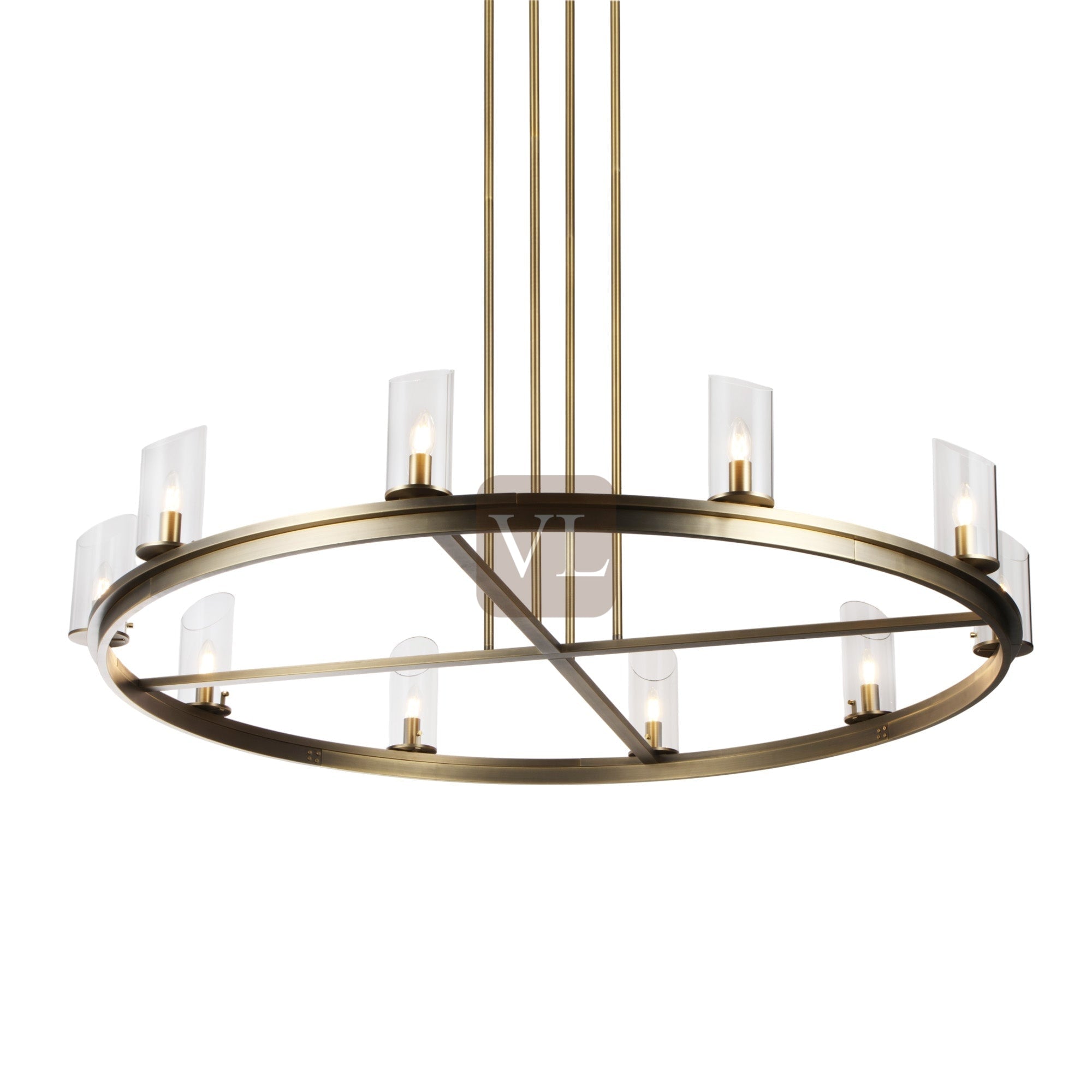 Modern Frame Glass Shade Chandelier