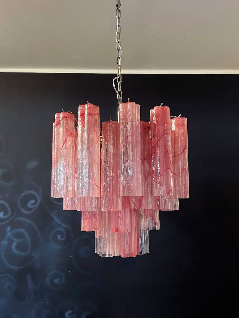 36-Tube Alabaster Chandelier, Pink
