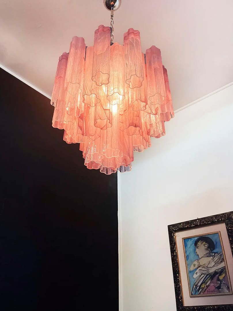 36-Tube Alabaster Chandelier, Pink